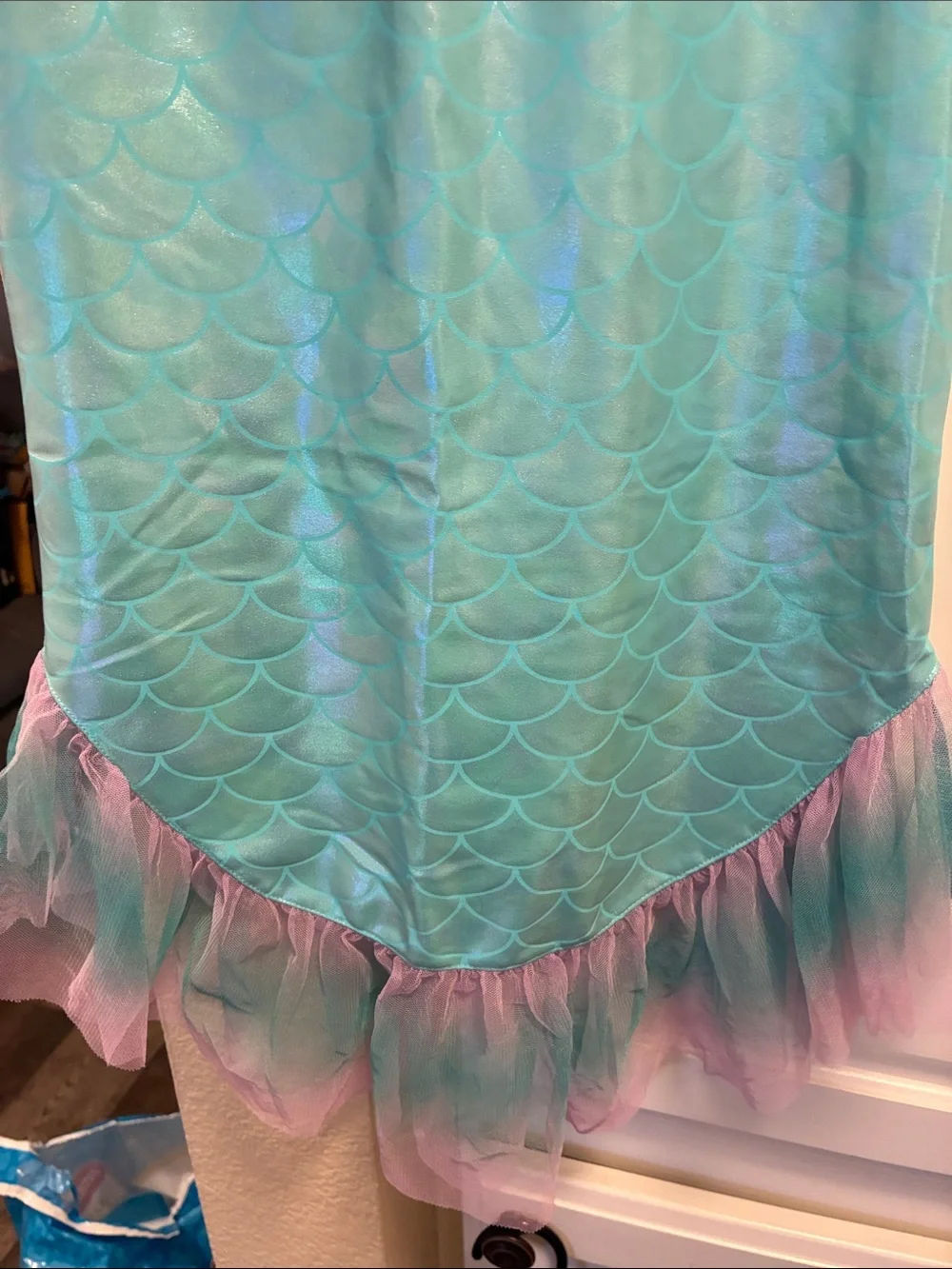 Girls Disney Little Mermaid Aqua Mermaid-Scale Skirt w/ Tulle Ruffle hem